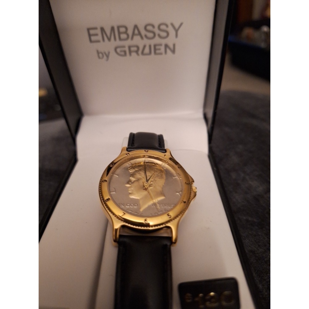 Rare. VTG.John F. Kennedy 1976 Bi Centennial Half Dollar Embassy By Gruen Watch